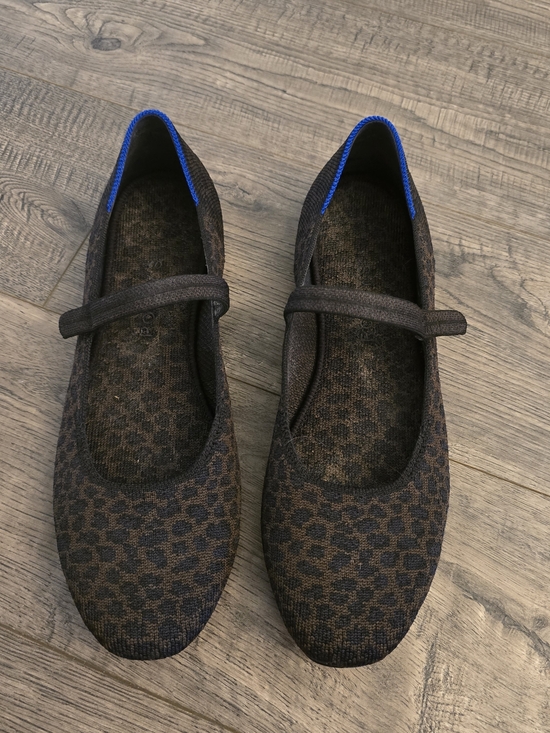 Rothy's Shoes - Rothy's Leopard Knit Mary Jane Flats in Brown & Black with Blue Trim